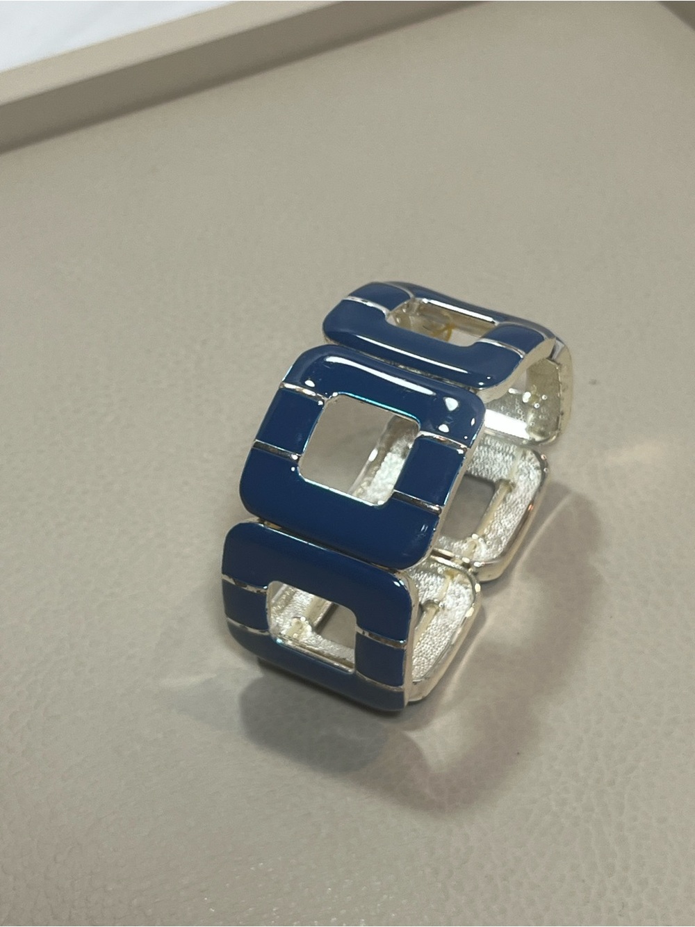 Modern Blue Geometric Link Bracelet